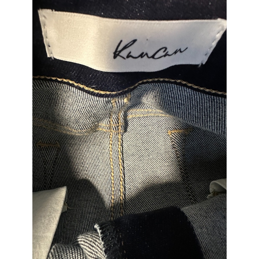 Kancan Gill High Rise Flare Jeans Dark Wash Distressed Raw Hem Size 13 / 30 - Picture 9 of 16